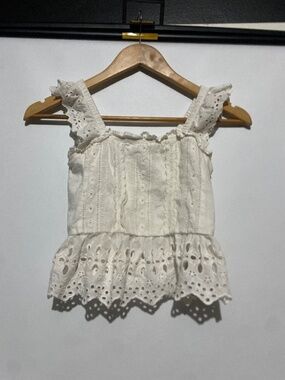 Zara 10 Girls' White Eyelet Top
